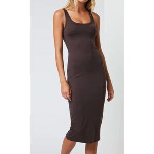Vuori Halo Essential Midi Dress Brown Java Heather M NEW